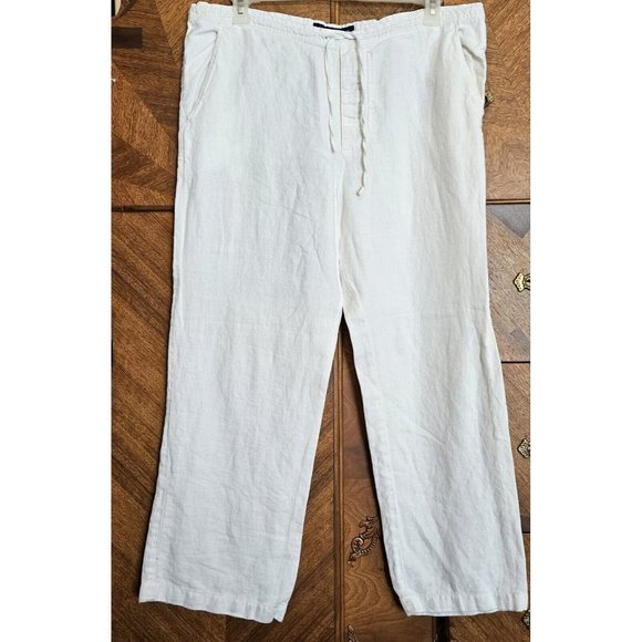 French Connection 100% Linen White Size Medium Relaxed Fit Pants - Picture 1 of 8